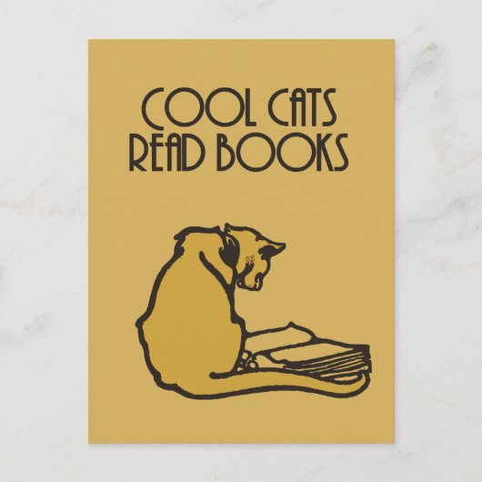 Coole Katzen lesen Bücher im Retro-Stil Postkarte (Vorderseite)