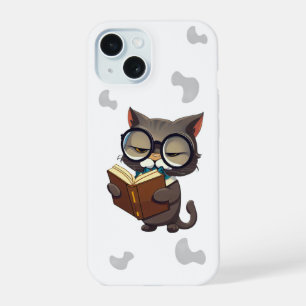 Coole Katzen mit Brille lesen Buch iPhone 15 Hülle