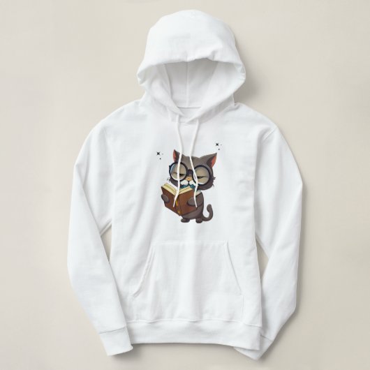 Coole Katzen mit Brille lesen Hoodie (Design vorne)