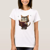Coole Katzen mit Brille lesen T-Shirt (Vorderseite)