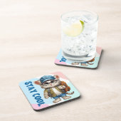 Coole Katzen mit Brillenkappe zurück in die Schule Getränkeuntersetzer (Rechte Seite)