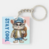 Coole Katzen mit Brillenkappe zurück in die Schule Schlüsselanhänger (Rückseite)