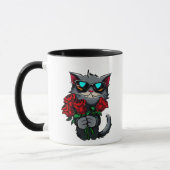 Coole Katzen mit Rote Rosen Blume Brille Liebe Tasse (Links)