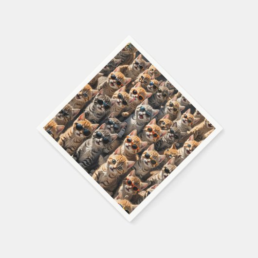 Coole Katzen mit Sonnenbrille Serviette (Ecke)