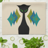 Coole Katzen-Mitte- des Jahrhundertsmodernes Retro Geschirrtuch (Gefaltet)