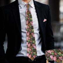 Coole Katzen Nahtlose Muster Krawatte - Rosa und G