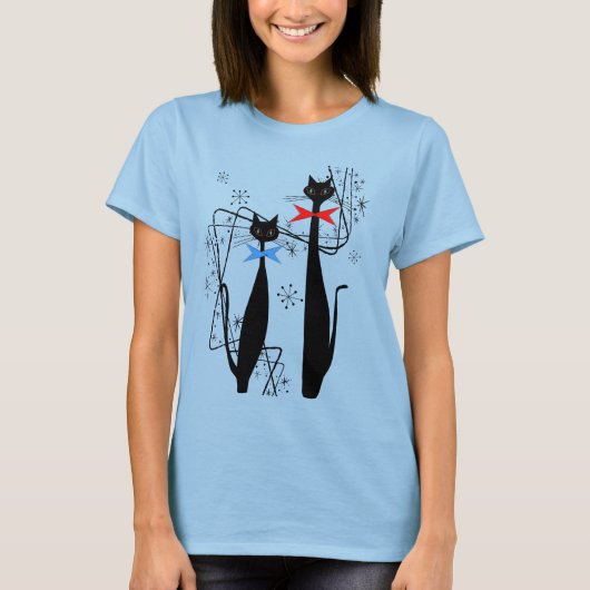 Coole Katzen-Paare Retro Atomära MCM T-Shirt (Vorderseite)