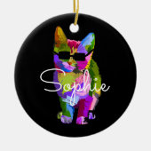 Coole Katzen-Popkunst mit Keramik Ornament (Vorne)