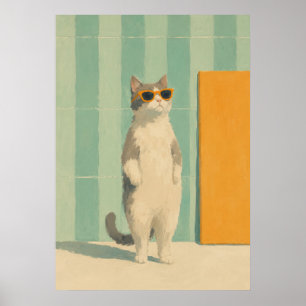 coole Katzen-Sommer-Vibes Poster