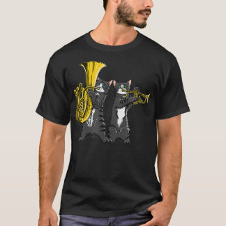 Coole Katzen spielen Funky Jazz Music Tuba und Tro T-Shirt