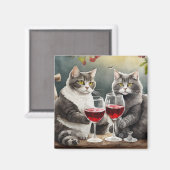 Coole Katzen trinken Wein Magnet! Magnet (Vorderseite/Rückseite)