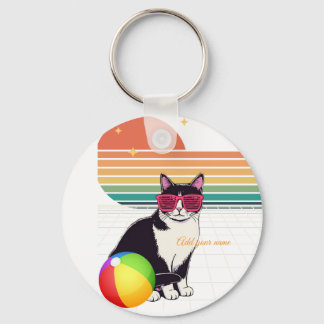 Coole Katzen-Vibes bei Sonnenuntergang Schlüsselanhänger