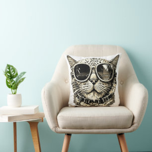 Coole Katzen-Vibes – Sonnenbrille Pop-Art-Kissen Kissen