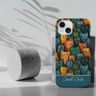 Coole Katzen Wasserfarbe Bunt iPhone 15 Hülle