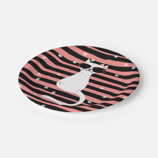 Coole Katzenpapierplatte Pappteller (Schrägansicht)