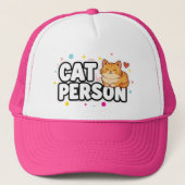 Coole Katzenperson-Lederpatch-Trucker-Snapback-Müt Truckerkappe (Vorderseite)