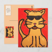 Coole Katzenpostkarte Postkarte (Vorne/Hinten)