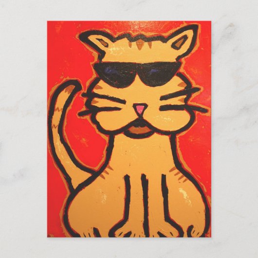 Coole Katzenpostkarte Postkarte (Vorderseite)