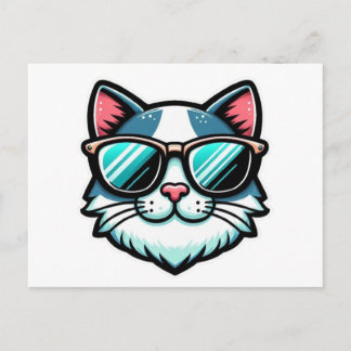 Coole Katzenpostkarte – Trendige Feline Pop-Art Ankündigungspostkarte