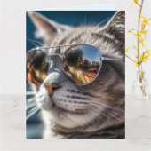 COOLE KATZGEBURTSKARTE KARTE (Gelbe Blume)