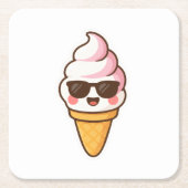 Coole Kawaii Ice Creme Rechteckiger Pappuntersetzer (Vorderseite)