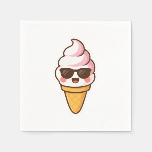 Coole Kawaii Ice Creme Serviette (Vorderseite)