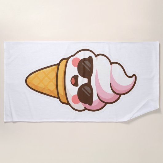 Coole Kawaii Ice Creme Strandtuch (Vorderseite)