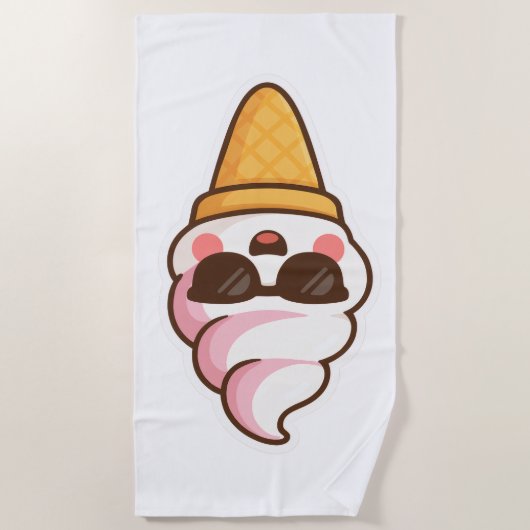 Coole Kawaii Ice Creme Strandtuch (Vorderseite)