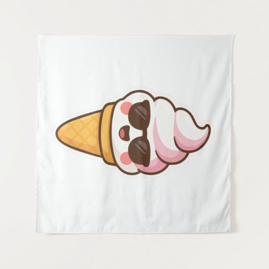 Coole Kawaii Ice Creme Wandteppich (Vorderseite (Horizontal))