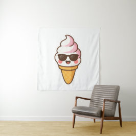 Coole Kawaii Ice Creme Wandteppich