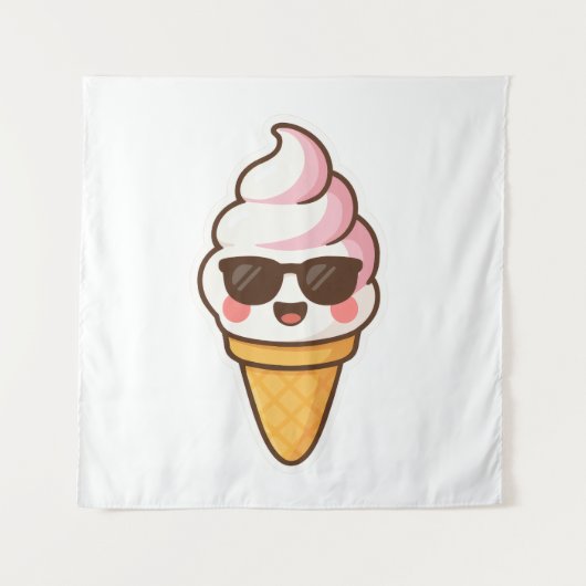 Coole Kawaii Ice Creme Wandteppich (Vorderseite)