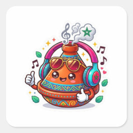Coole Kawaii Marokkanische Tajine Quadratischer Aufkleber