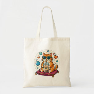Coole Kawaii Orange Katze Boba Tee Ästhetik-Tasche Tragetasche