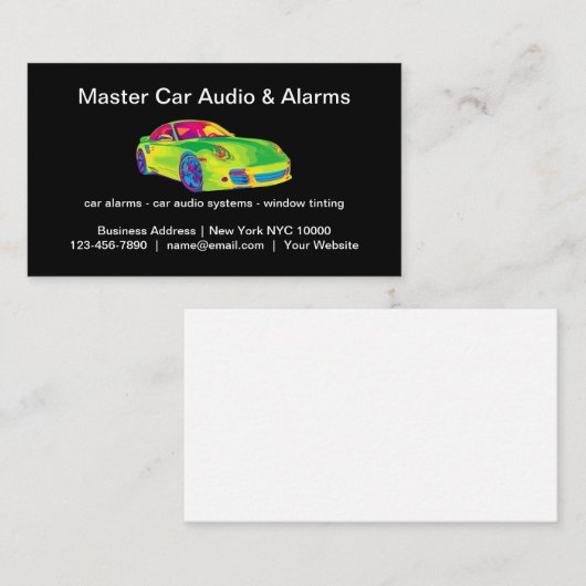 Coole Kfz-Audio und -Alarme Visitenkarte (Vorne/Hinten)