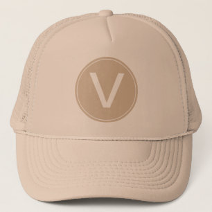 coole Khaki- und Khaki-Monogramm-Anfangsmütze. Truckerkappe