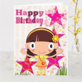 COOLE KID-MÄDCHEN KINDER GIANTE Grußkarte Karte (Gelbe Blume)