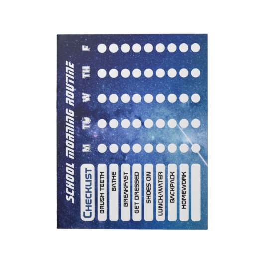 Coole Kids Space Daily Routine Checklist Editor Notizblock (Rotiert)