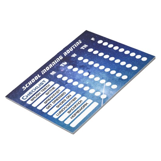 Coole Kids Space Daily Routine Checklist Editor Notizblock (angewinkelt)