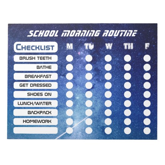 Coole Kids Space Daily Routine Checklist Editor Notizblock (Vorderseite)
