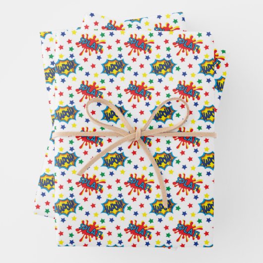 coole Kids Super-Held-Kachelmuster Geschenkpapier Set (Beispiel)