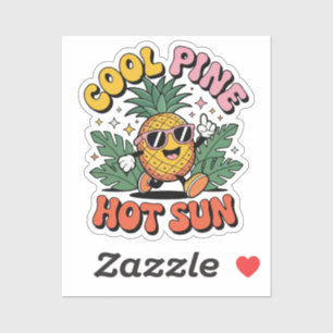 Coole Kiefer Heiße Sonne Retro Ananas Sommer Stimm Aufkleber