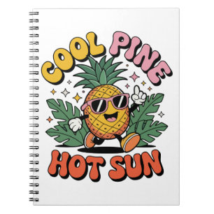 Coole Kiefer Heiße Sonne Retro Ananas Sommer Stimm Notizblock