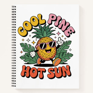 Coole Kiefer Heiße Sonne Retro Ananas Sommer Stimm Notizblock