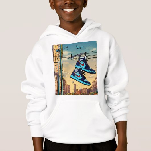 "Coole Kinder: Sneakers mit grafischem T-Shirt" Hoodie (Vorderseite)