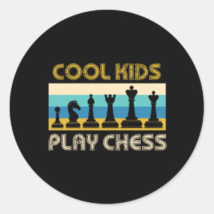 Coole Kinder spielen Schachmatte-Tafel Geschenk Runder Aufkleber