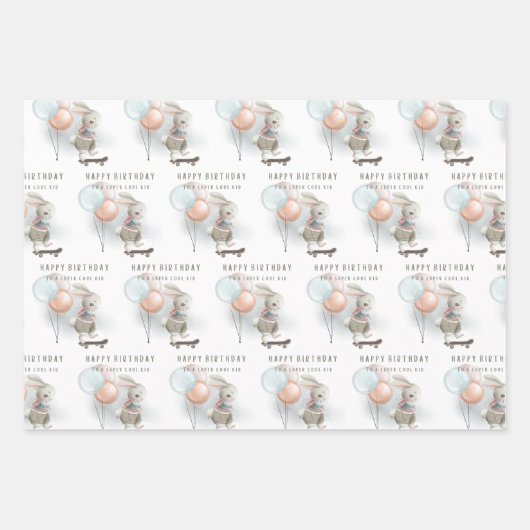 Coole Kindersonne auf Skateboard-Wrapping Sheets Geschenkpapier Set (Vorderseite 2)