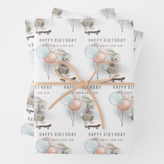 Coole Kindersonne auf Skateboard-Wrapping Sheets Geschenkpapier Set (Beispiel)