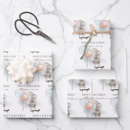 Coole Kindersonne auf Skateboard-Wrapping Sheets Geschenkpapier Set (Vorderseite)