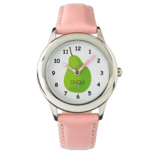 Coole Kinderuhr zeichnend mit grüner Birne Armbanduhr