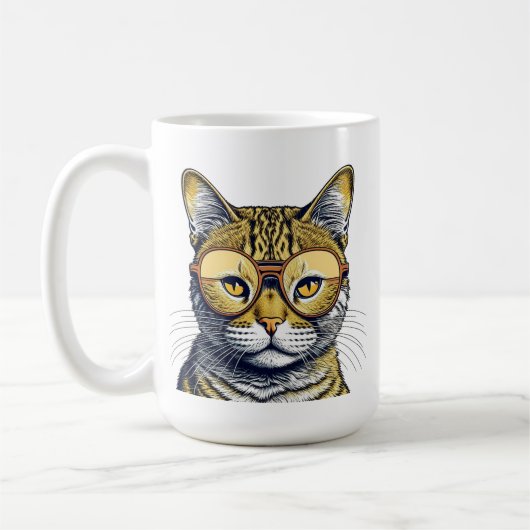Coole Kitty Cat mit Brille Personalisiert Kaffeetasse (Links)